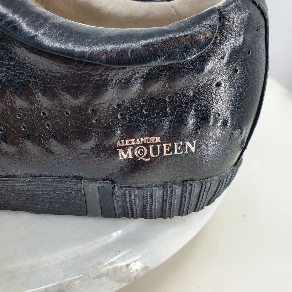 Alexander McQueen X Puma Scarred Street Mens Black Leather Low Top Sneakers 8